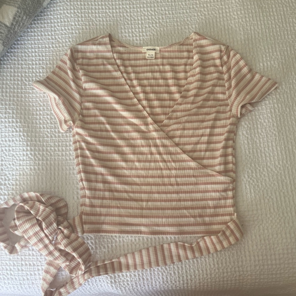 Garage Striped Wrap Top